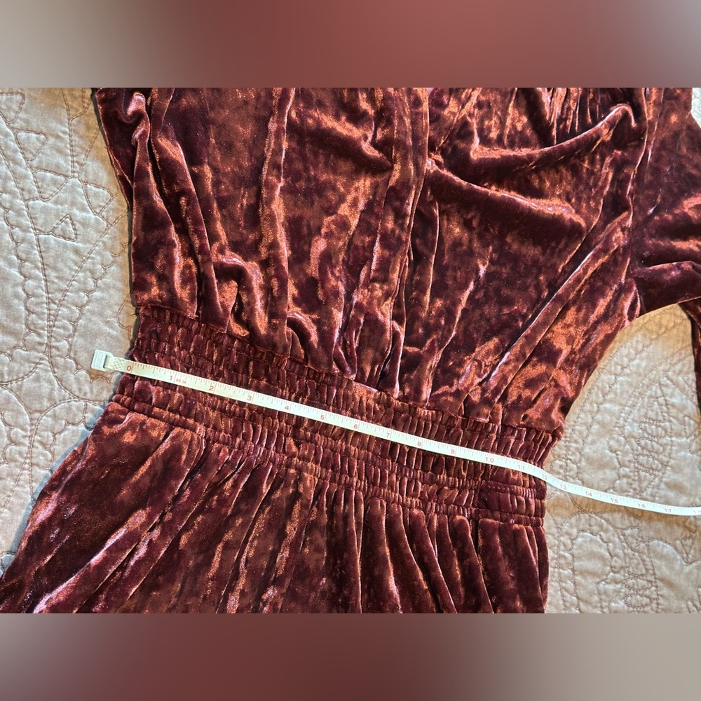 Belle by Kim Gravel Red Ruched Long Sleeve Gown - Picture 4 of 13